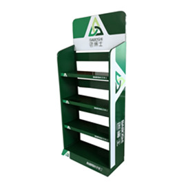 Free standing metal display rack for lubricating motor oil and tool parts