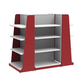 Standard four-sided metal display storage shelf for hardware tools and parts