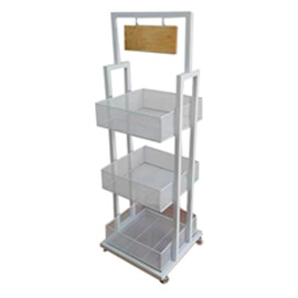 Mobile wire mesh basket display stand
