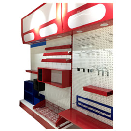 Showcase of wall-stand hardware tool display racks